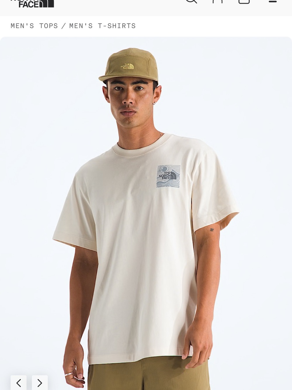 The North Face Men's Cream Short Sleeve mountain escape Tee. STILL IN STORE